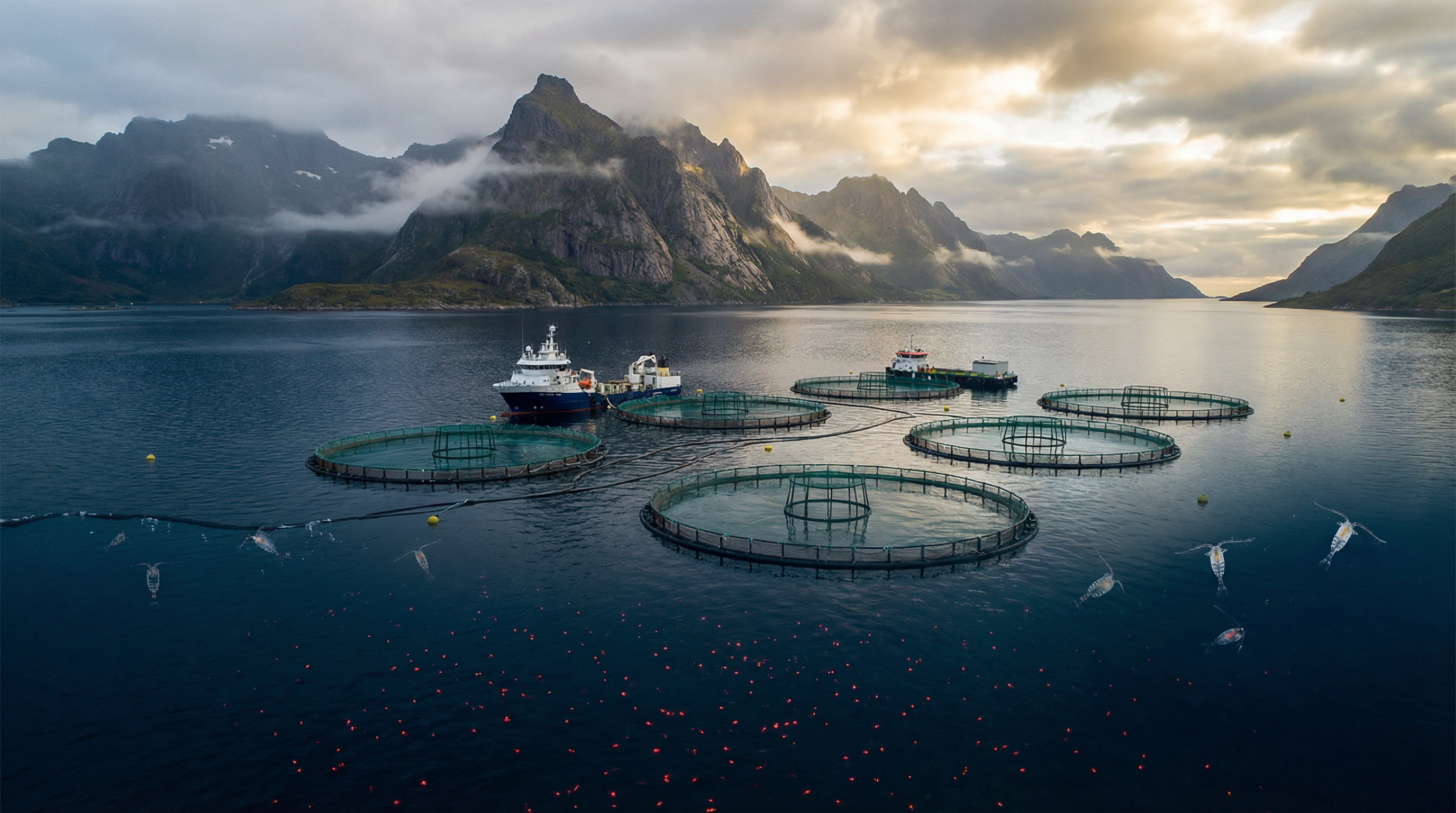 Norwegian fish farm in fjord with disease threats